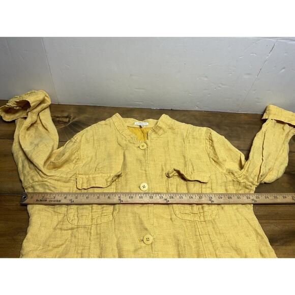 Eileen Fisher Jacket Mustard Marigold Yellow Womens Linen Utility Lightweight XL - Picture 8 of 11
